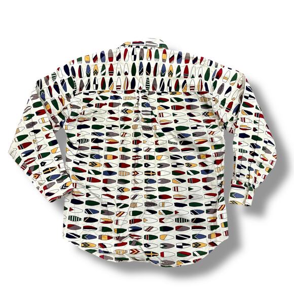 Chaps Ralph Lauren Size M Long Sleeve Button 100% Cotton Shirt Nautical Canoe - Picture 4 of 4